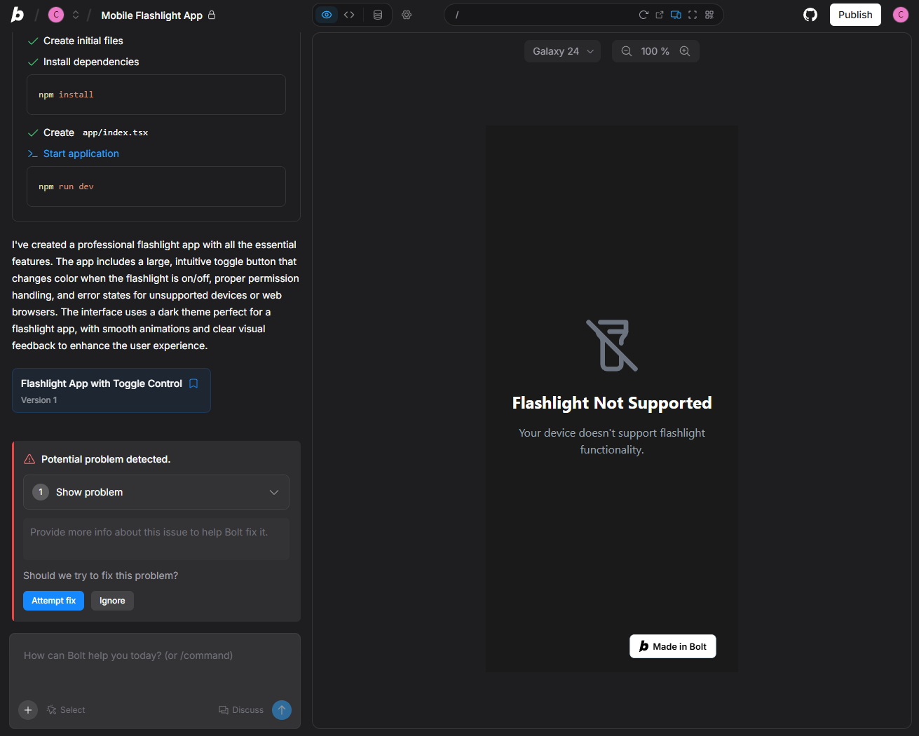 Bolt.new App Interface