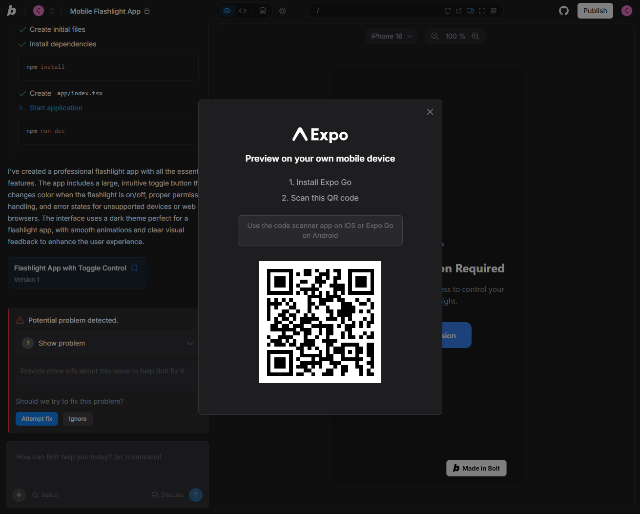 Bolt.new View App on Mobile