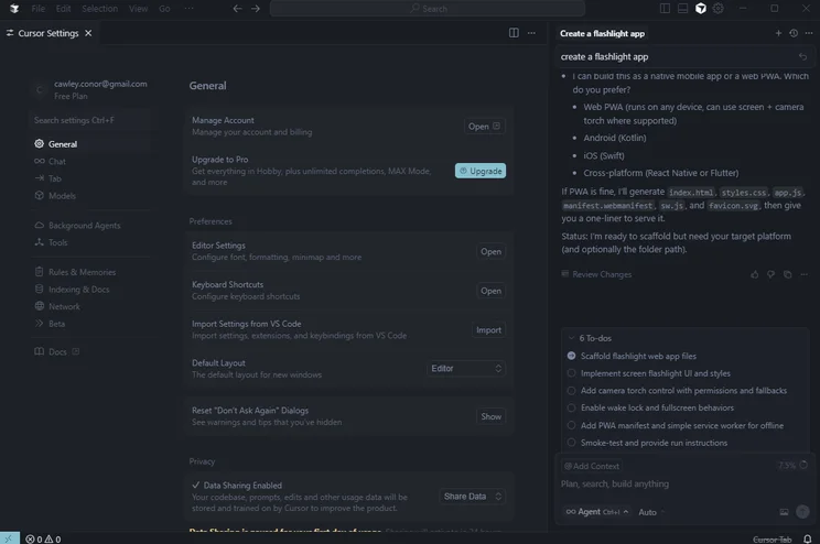 Navigating through Cursor's complex settings. Source: Tech.co Testing