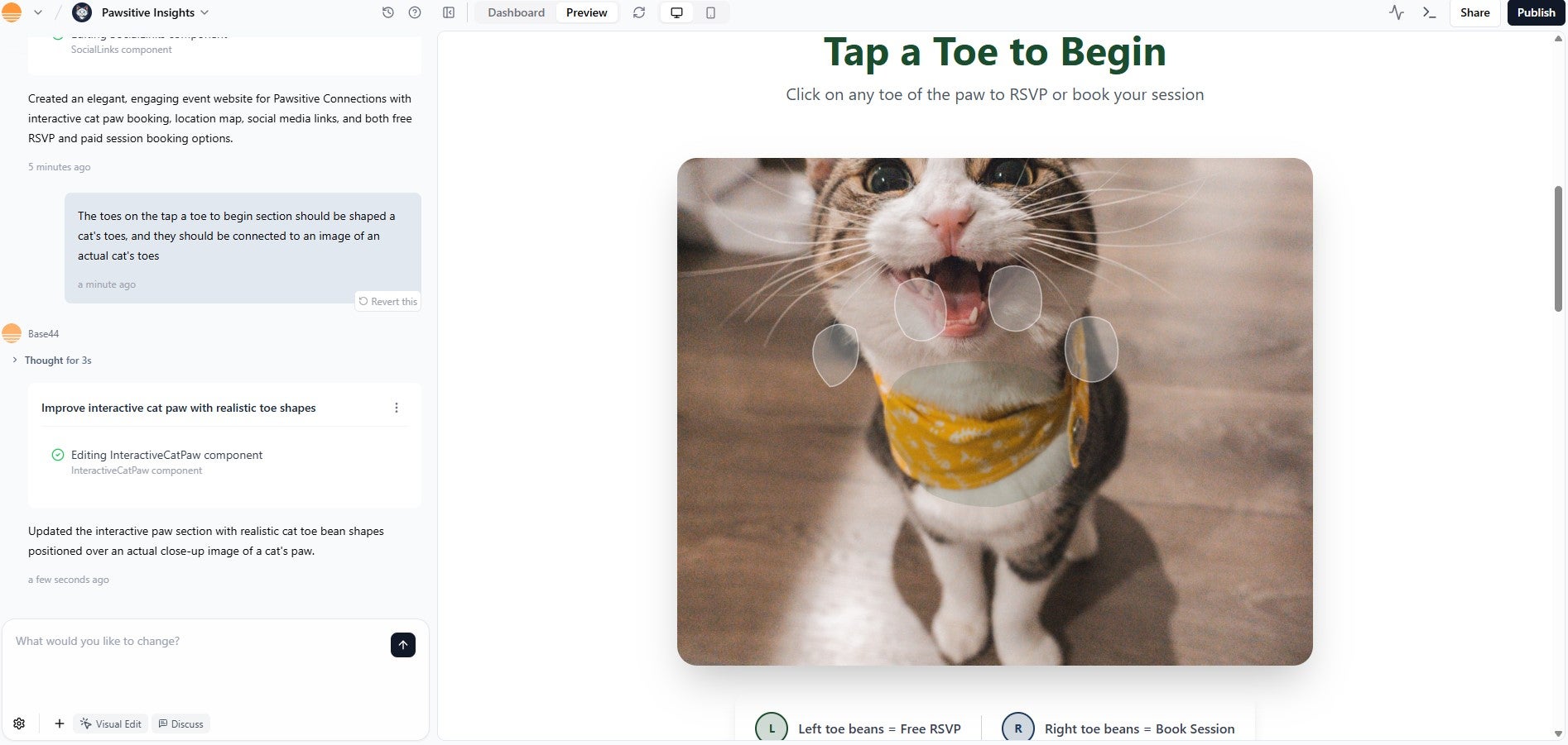 Base44 trying to get a booking tool on a toe was tricky