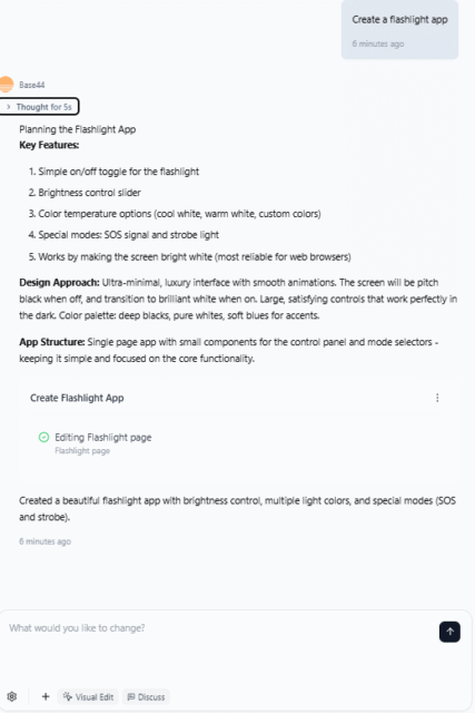 Screenshot of app generated by Base44. Source: Tech.co testing