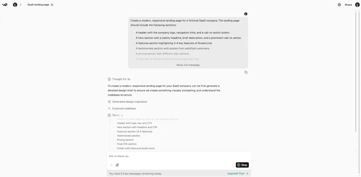 v0 offers an agentic chat bot for users to interact with.