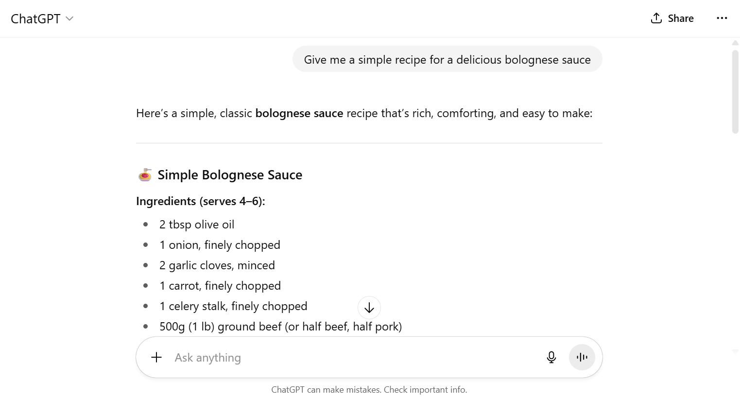 Screenshot of ChatGPT in action. Source: Tech.co testing