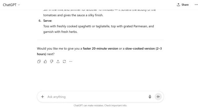 Screenshot of ChatGPT in action. Source: Tech.co testing