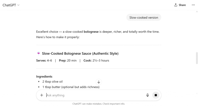 Screenshot of ChatGPT in action. Source: Tech.co testing