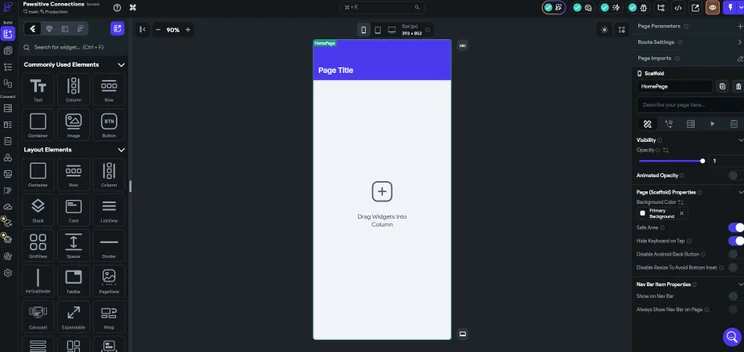 FlutterFlow had plenty of customization options available. Source: Tech.co testing