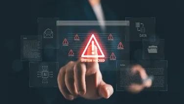 finger pointing to system hacked logo