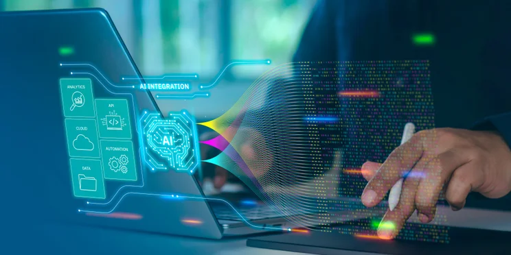 individual on computer analyzing AI integration