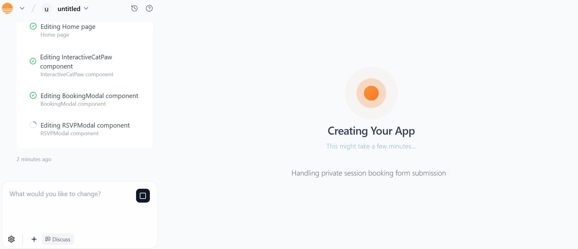 Base44 screenshot generating my prompt