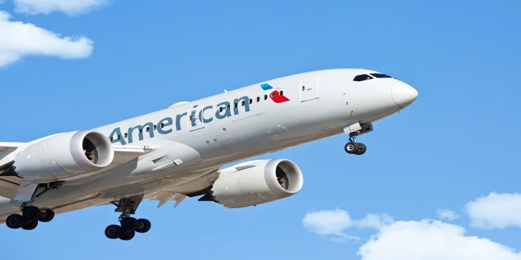 American Airlines plane in air
