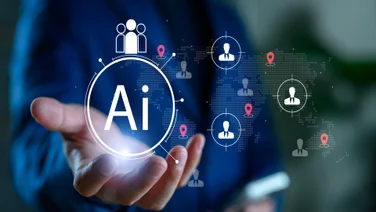 AI graphic with human and AI icons