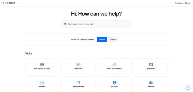 Square POS knowledge center