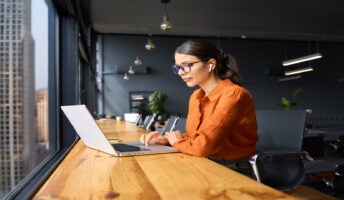 Woman working on laptop