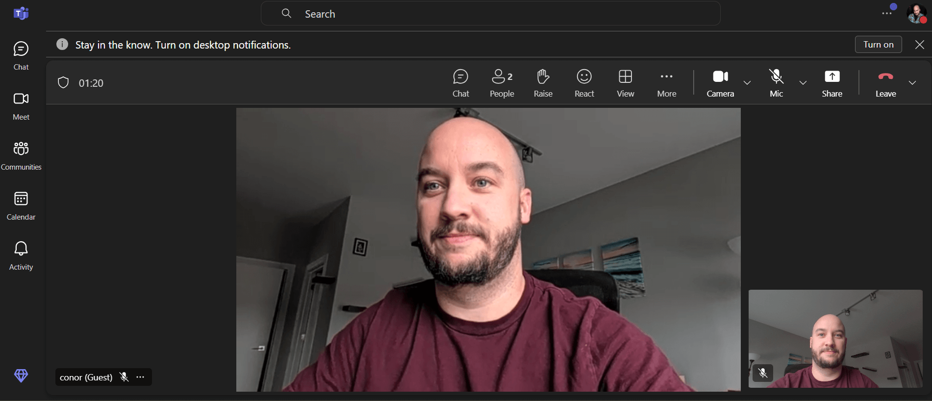 Microsoft Team Meeting interface
