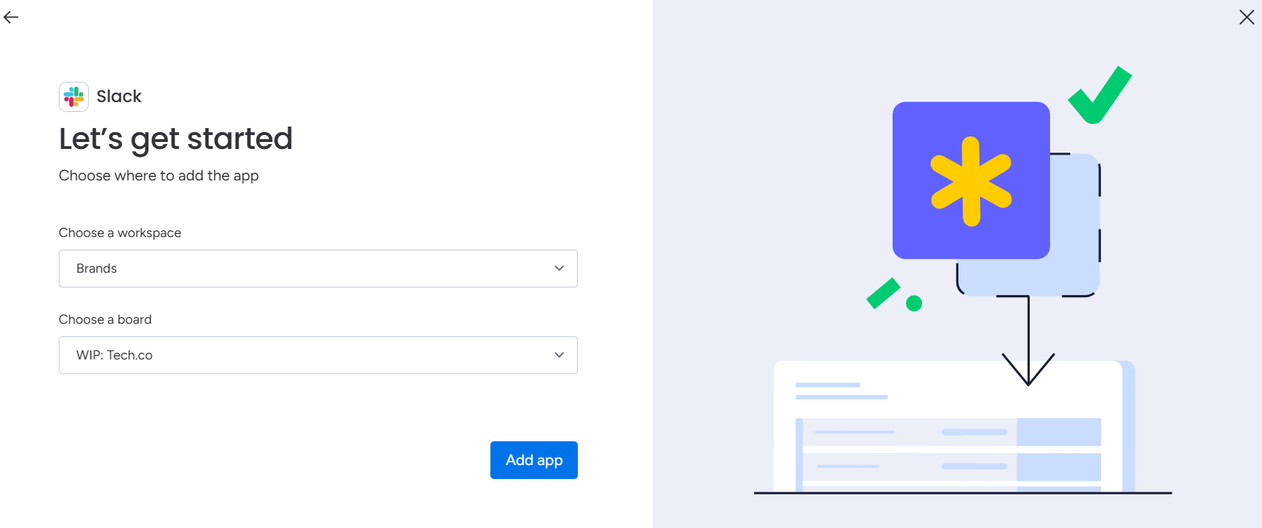 Screenshot of monday.com Slack integration. Source: Tech.co testing