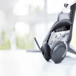 Headset and deskphone on desk