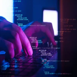Person coding on laptop