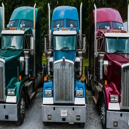 Three parked trucks