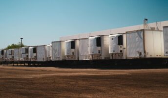 A row of truck containers
