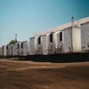 A row of truck containers