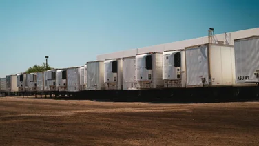 A row of truck containers