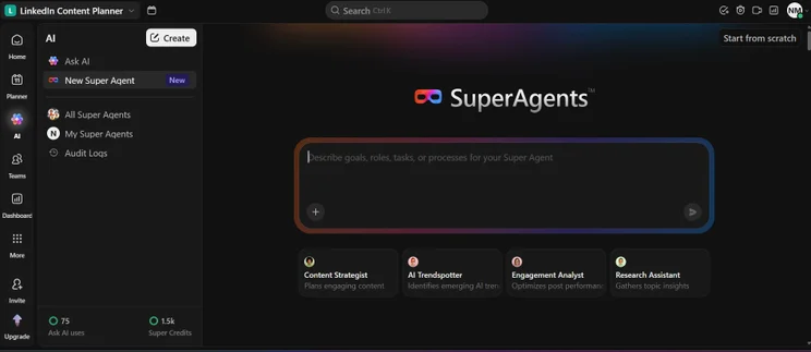 ClickUp AI superagents home page