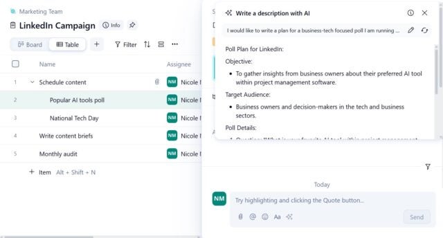 Wrike AI creating briefs