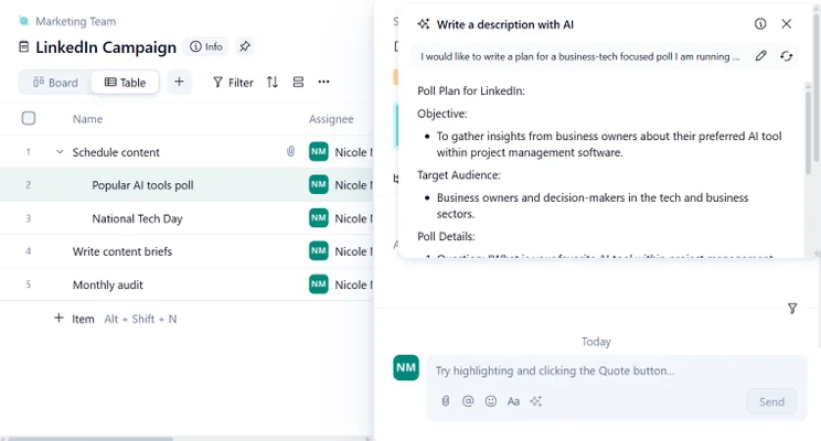 Wrike AI creating briefs