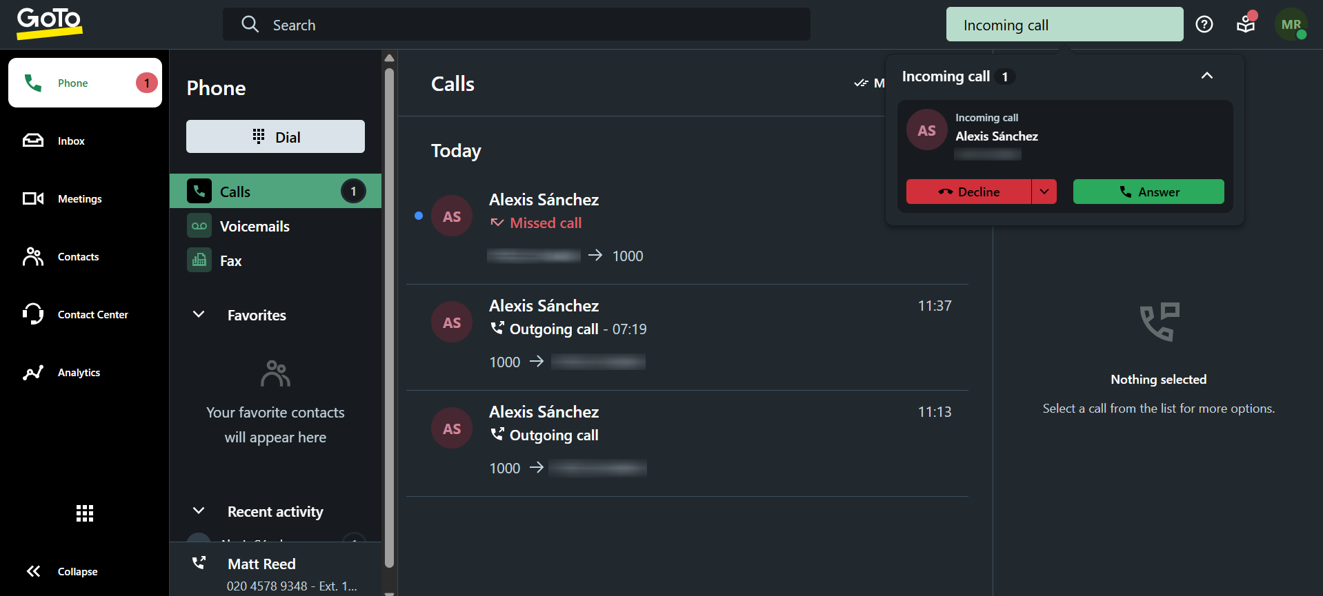 Screenshot of GoTo Connect. Source: Tech.co testing