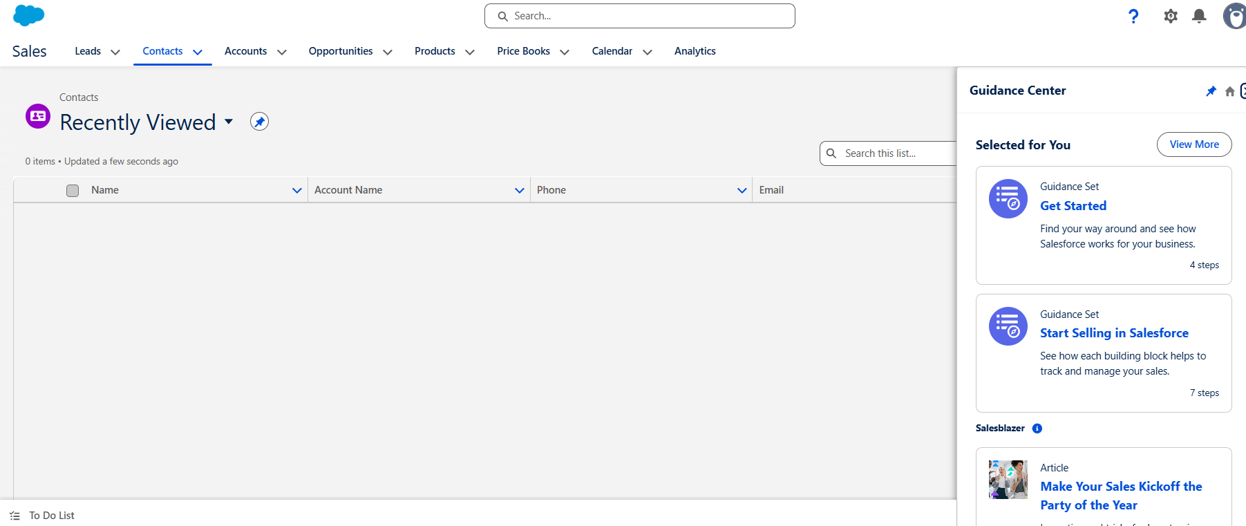 Screenshot of Salesforce guidance. Source: Tech.co testing