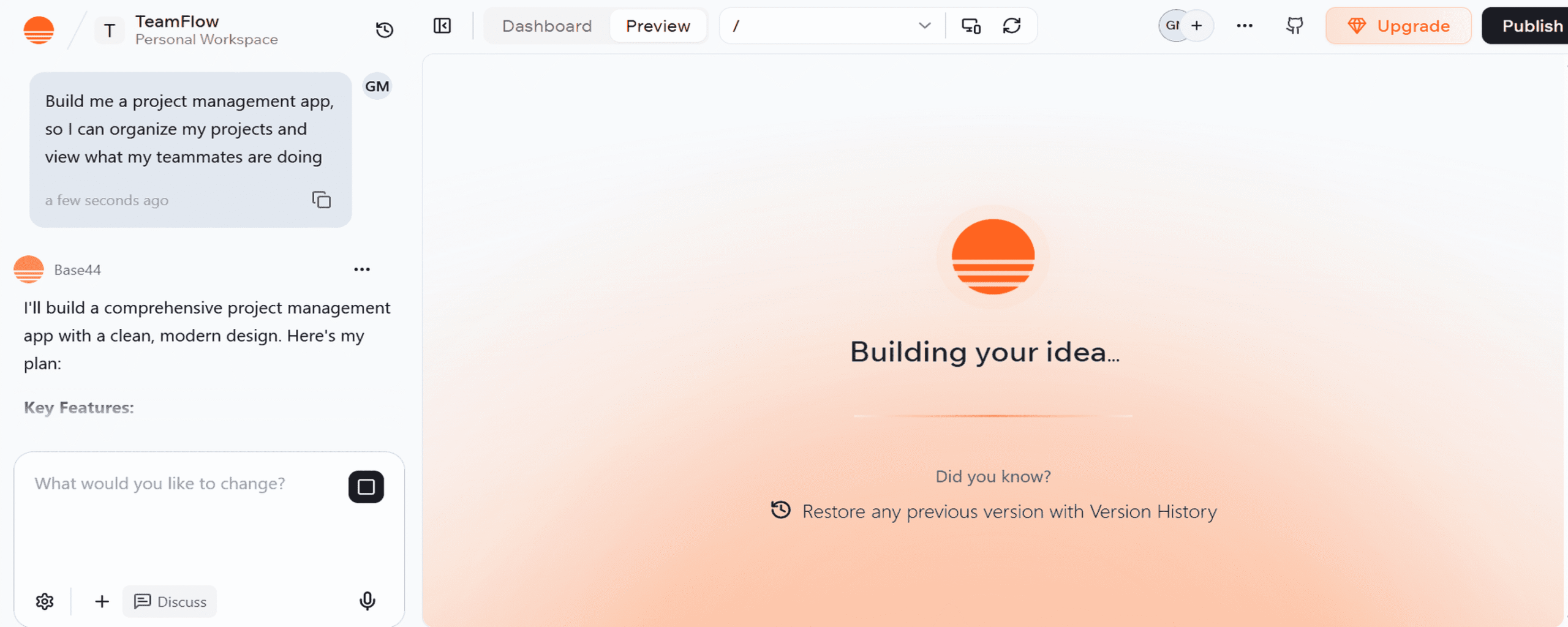 Screenshot of Base44 testing. Source: Tech.co testing