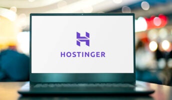 Hostinger logo on laptop screen