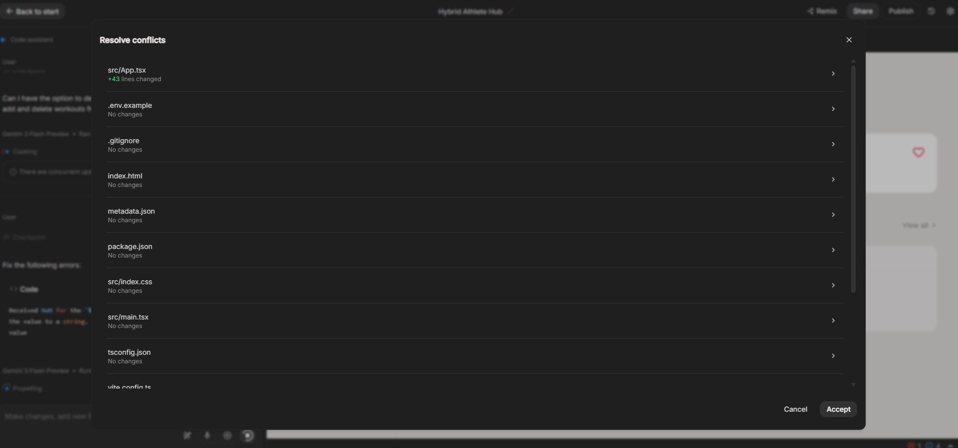 Google AI Studio giving me a technical breakdown of what was wrong with my app