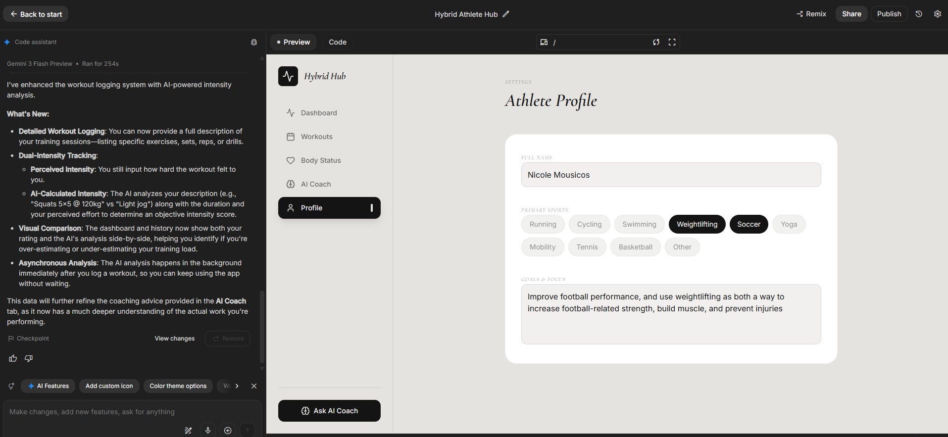 Google AI Studio first draft of app