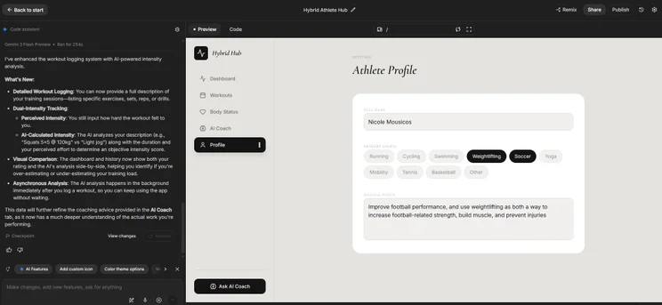 Google AI Studio first draft of app