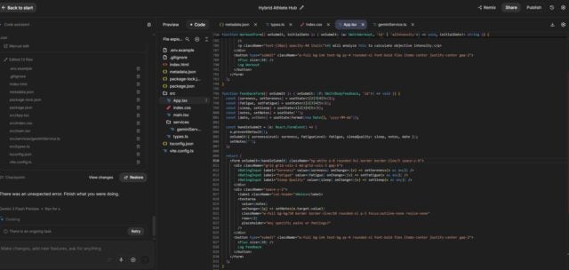 Google AI Studio editing code