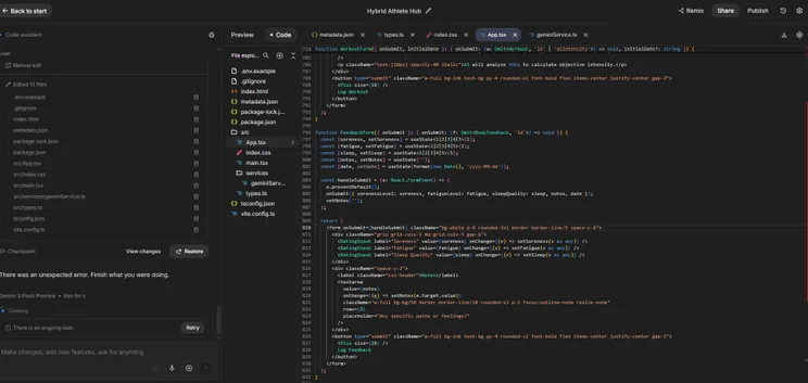 Google AI Studio editing code