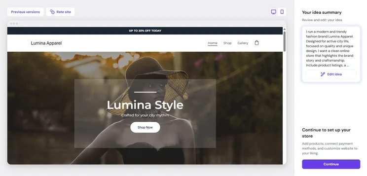Hostinger AI website generator