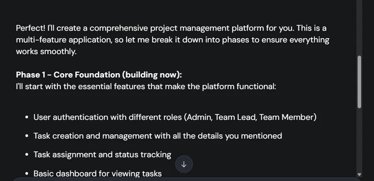 Screenshot of Hostinger Horizons testing. Source: Tech.co testing