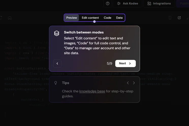 Screenshot of Hostinger Horizons testing. Source: Tech.co testing
