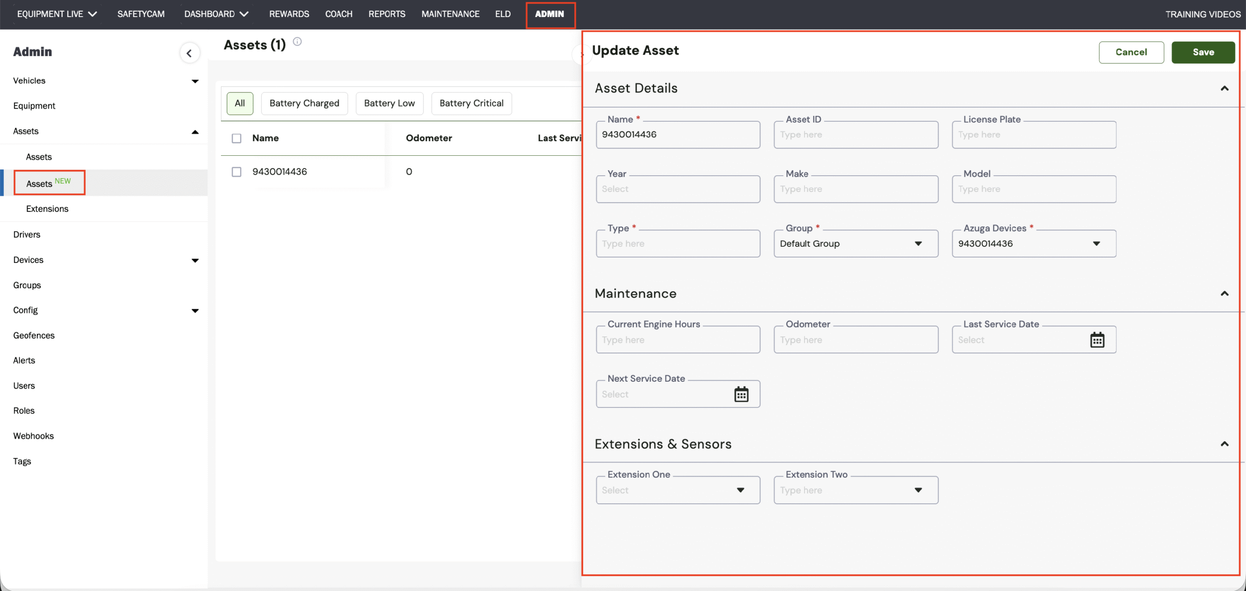 Azuga asset tracking software