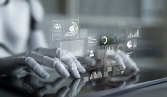 Robot typing on keyboard