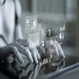 Robot typing on keyboard