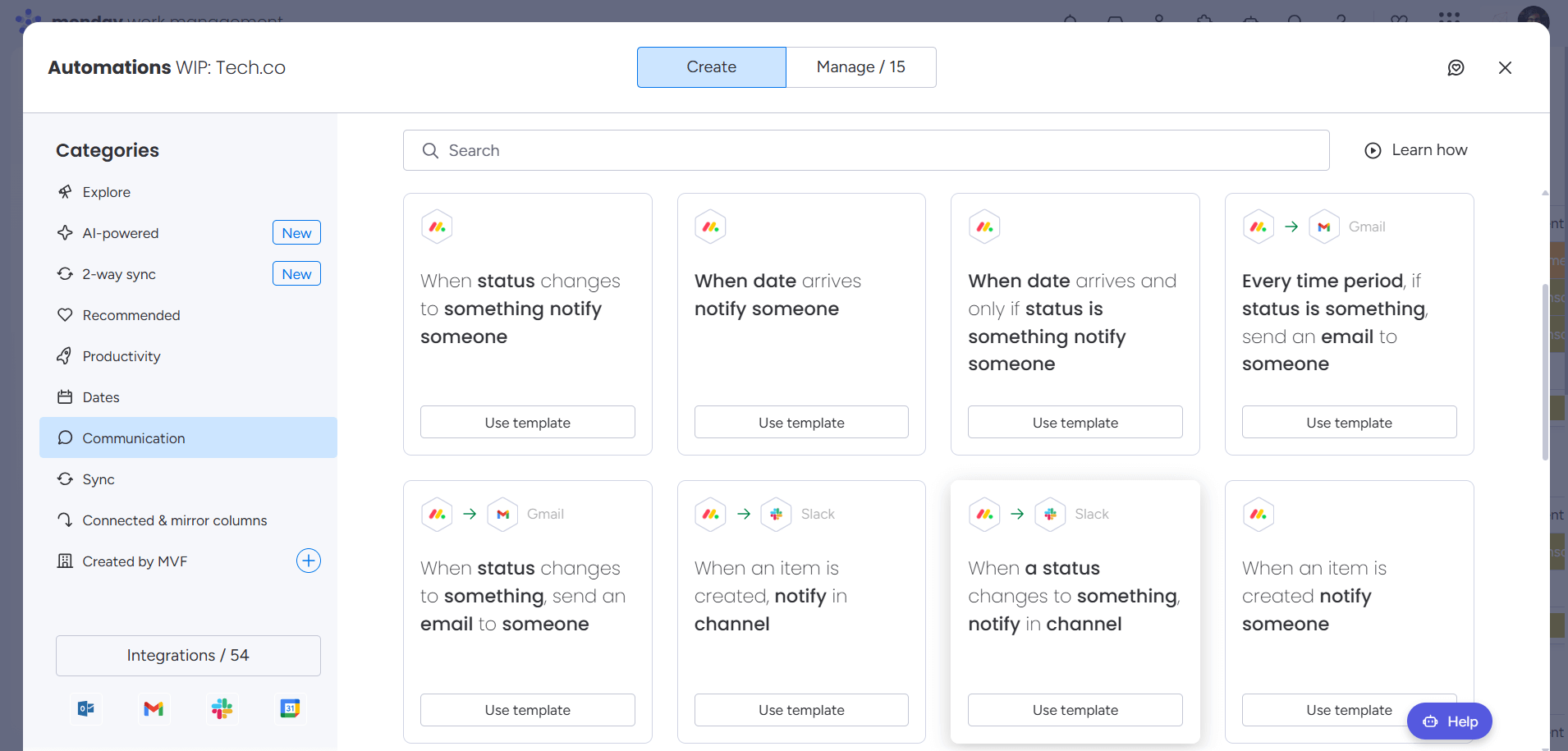 Monday automation: communication section