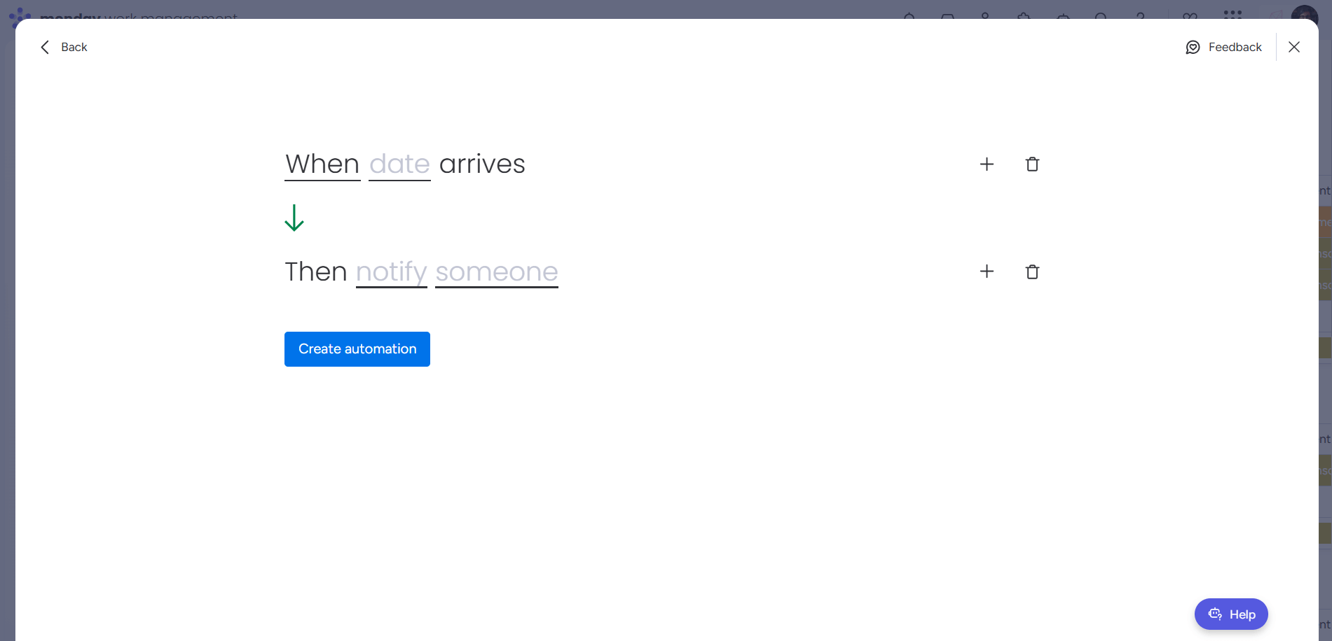 Monday automation: reminder date