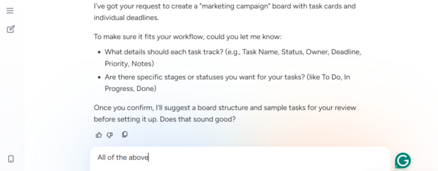 Screenshot of monday AI Sidekick. Source: Tech.co testing
