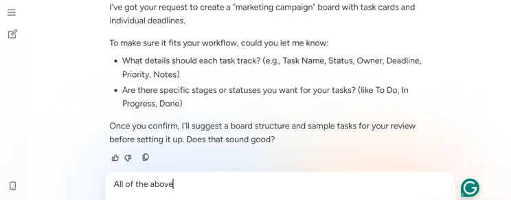 Screenshot of monday AI Sidekick. Source: Tech.co testing
