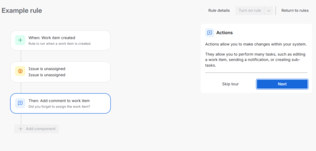 Screenshot of Jira automation builder. Source: Tech.co testing