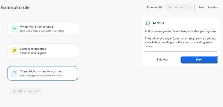 Screenshot of Jira automation builder. Source: Tech.co testing