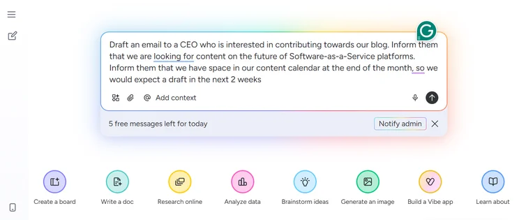 Screenshot of monday AI Sidekick prompt. Source: Tech.co testing